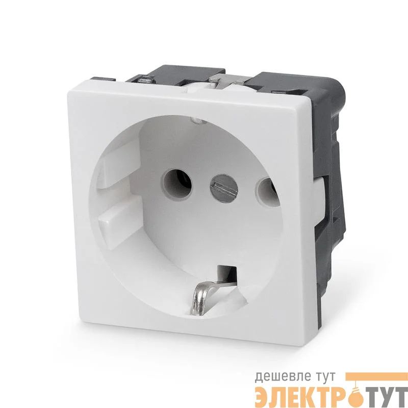 Розетка Mosaic 45х45 ME45-WH 16А 2P+E немецк. стандарт в сборе бел. Cabeus 10103c