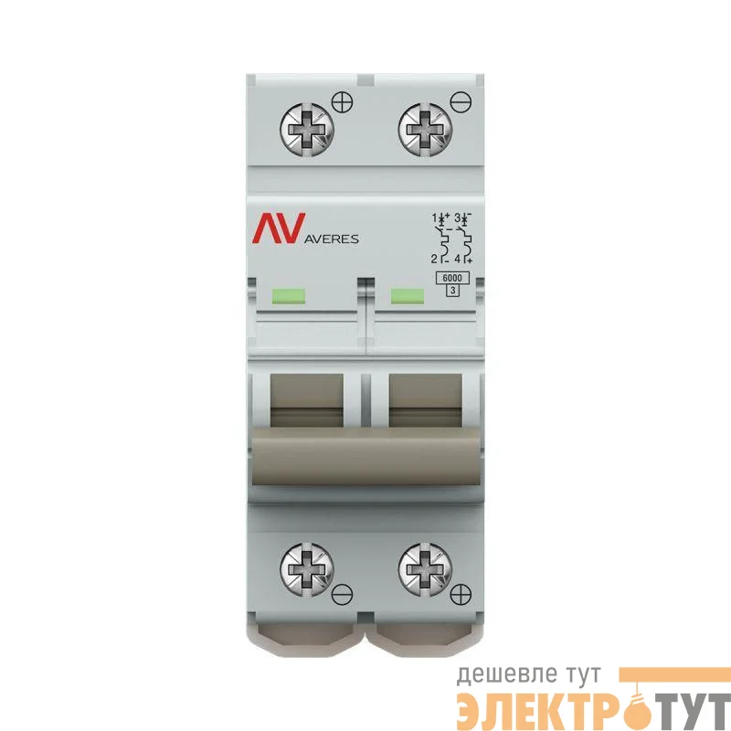 Выключатель автоматический модульный 2п C 16А 6кА AV-6 AVERES EKF mcb6-DC-2-16C-av
