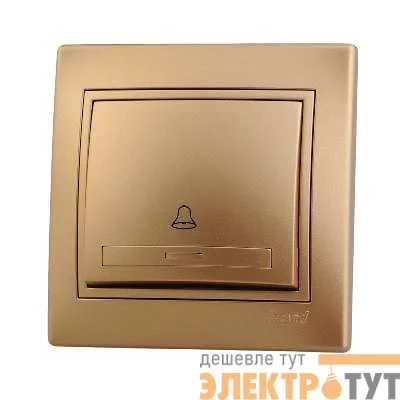 Выключатель кнопочный 1-кл. СП Мира метал. зол. Lezard 701-1313-103