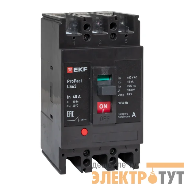 Выключатель автоматический 3п 40А 15кА LS63 ProPact EKF mccb-63-15-3-40-ls