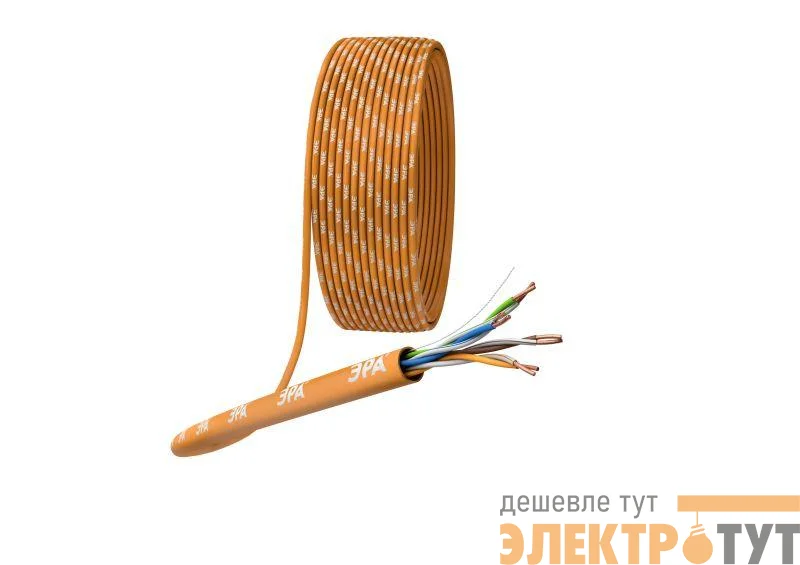 Кабель витая пара U/UTP кат.5E 4х2х24AWG CU нг(А) HF (уп.305м) Эра Б0044430