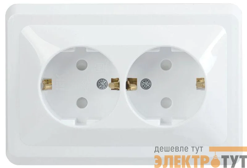 Розетка 2-м СП Вега РСш12-3-ВБ с заземл. контактом и защ. штор 16А бел. GENERICA ERV24-K01-16-DM