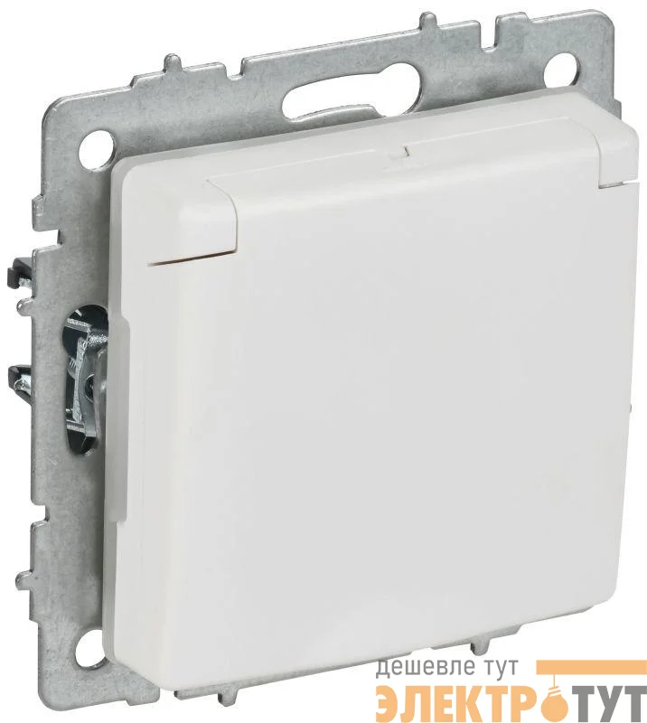 Розетка BRITE РСбш10-3-44-БрАБ 16А IP44 с заземл. защ. шторки с крышкой механизм арктич. бел. IEK BR-R16-16-44-K91