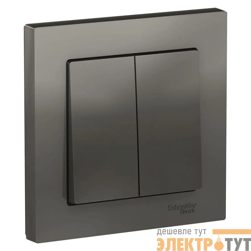 Выключатель 2-кл. СП AtlasDesign 10А IP20 (сх. 5) 10AX в сборе сталь SchE ATN000952