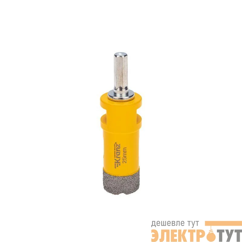 Коронка алмазная профессиональная по керамограниту и железобетону М14 вакуумное спекание 25мм для УШМ Kranz KR-92-1012