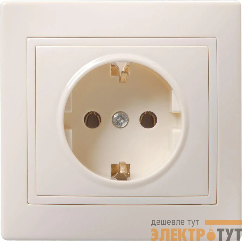 Розетка 1-м СП Кварта РС10-3-ККм 16А IP20 с заземл. без защ. шторок крем. GENERICA ERK14-K33-16-DM