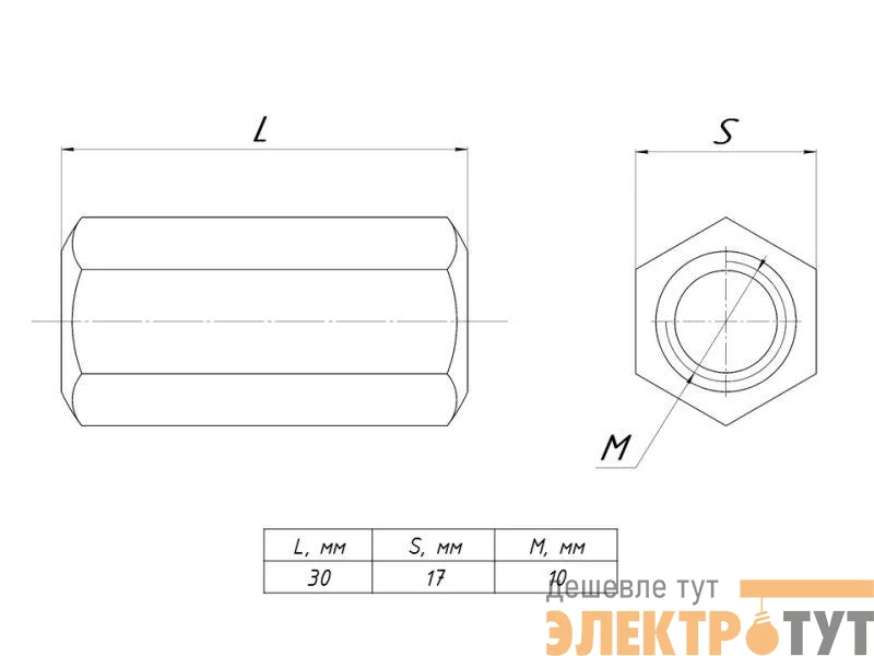 Гайка соединительная М10 EKF gsm10