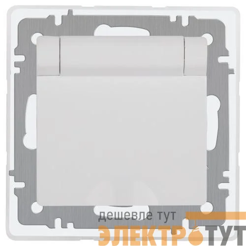 Розетка 1-м СП Accent 6-209-01 16А IP44 250В 2P+E Schuko с крышкой защ. штор. AL/CU бел. Intro Б0063553