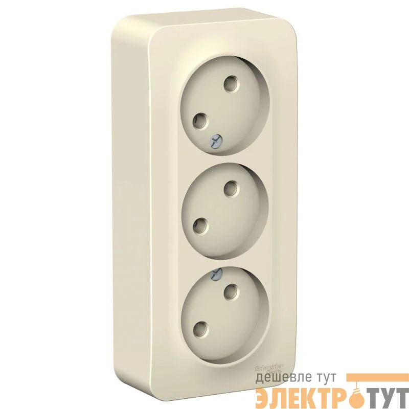 Розетка 3-м ОП Blanca 16А IP20 250В без заземл. без защ. шторок с изолир. пластиной молоч. SE BLNRA000312
