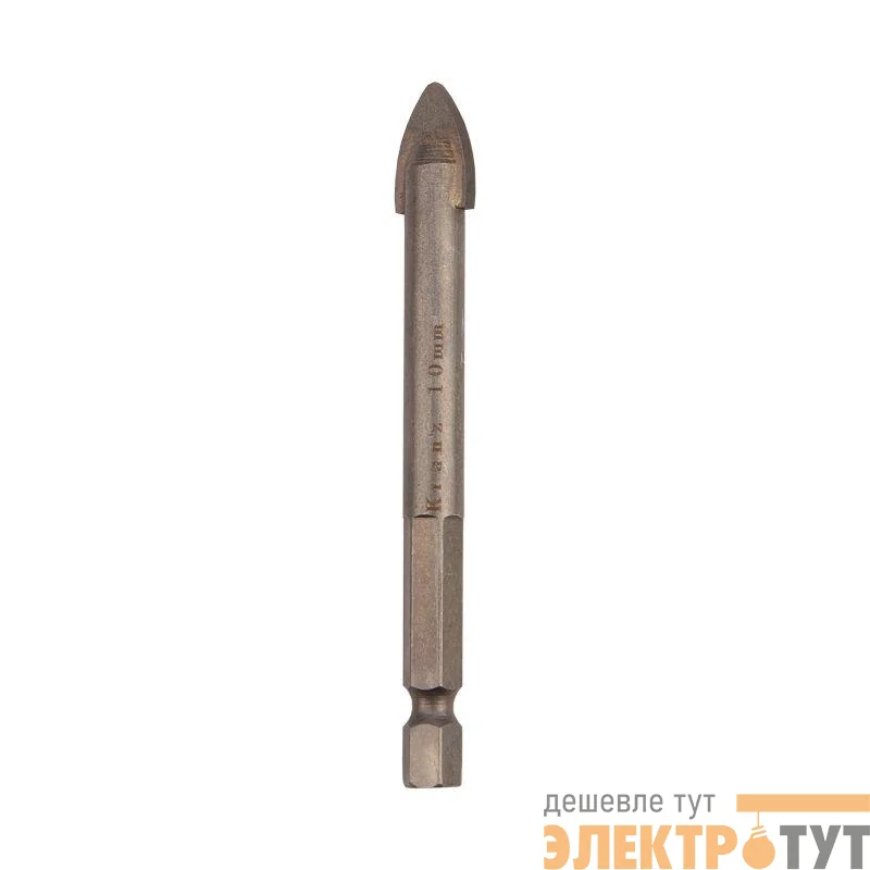 Сверло по стеклу и керамике 10мм (шестигранный хвостовик) Kranz KR-91-0644