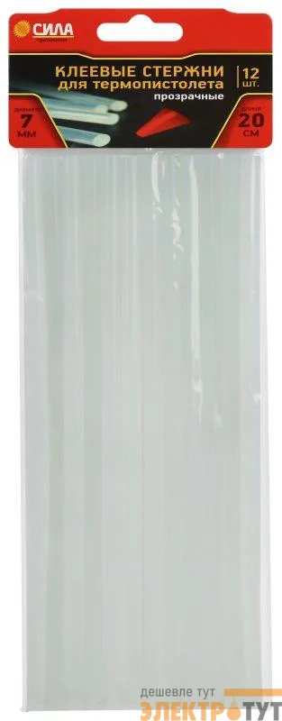 Стержень клеевой для термопистолета прозрачные 7х200мм (уп.12шт) СИЛА Б0057686