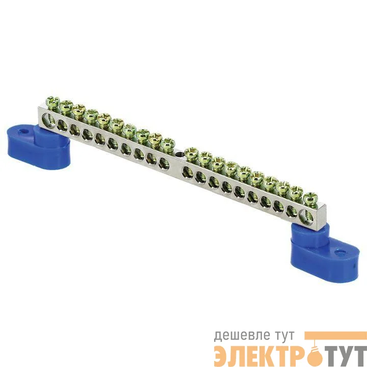 Шина нулевая N 6х9 20 отверст. цинк 2 син. угловых изолятора PROxima EKF sn1-63-20-2