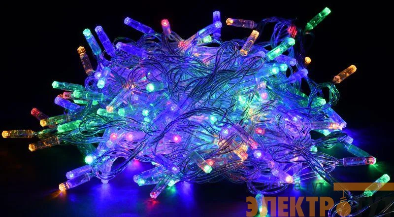 Гирлянда "Нить" 10м 100LED RGB IP44 провод прозр. 230В с контроллером 8 режимов IEK LGDU111-3-100-10-T-S-44