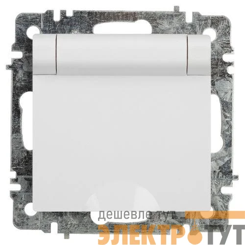 Розетка 1-м СП Accent 6-203-01 16А IP20 250В 2P+E Schuko с крышкой AL/CU бел. Intro Б0063709