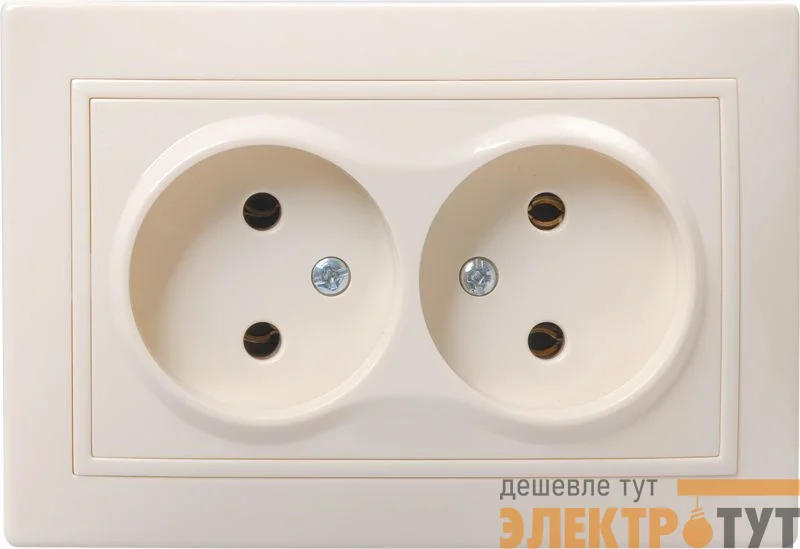 Розетка 2-м СП Кварта РС12-2-Км 10А без защ. шторки без заземл. керам. крем. GENERICA ERK20-K33-10-K