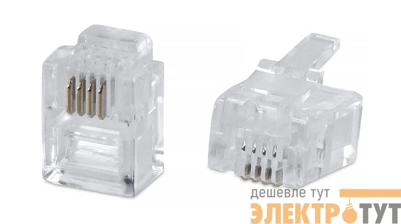 Коннектор телефонный неэкранир. RJ-11/RJ-12 6P4C Cabeus 7012c