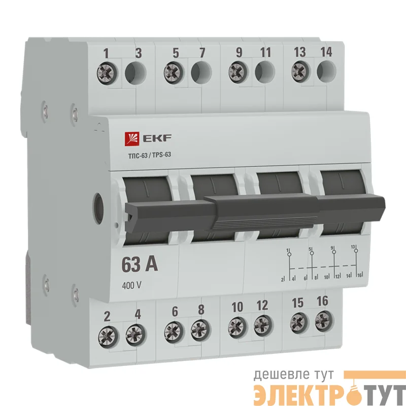 Переключатель трехпозиционный ТПС-63 4P 63А PROxima EKF TPS463