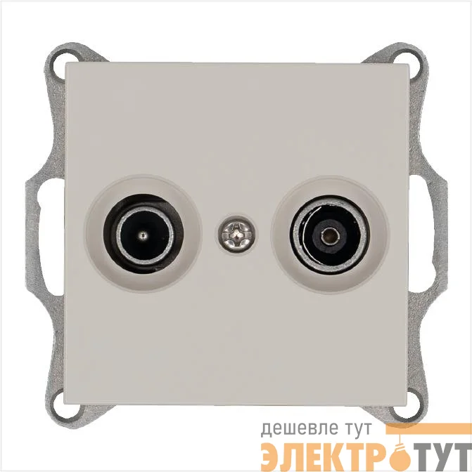 Розетка телевизионная оконечная TV + FM 2-м Ф9.5мм механизм тауп Jasmart G6204T