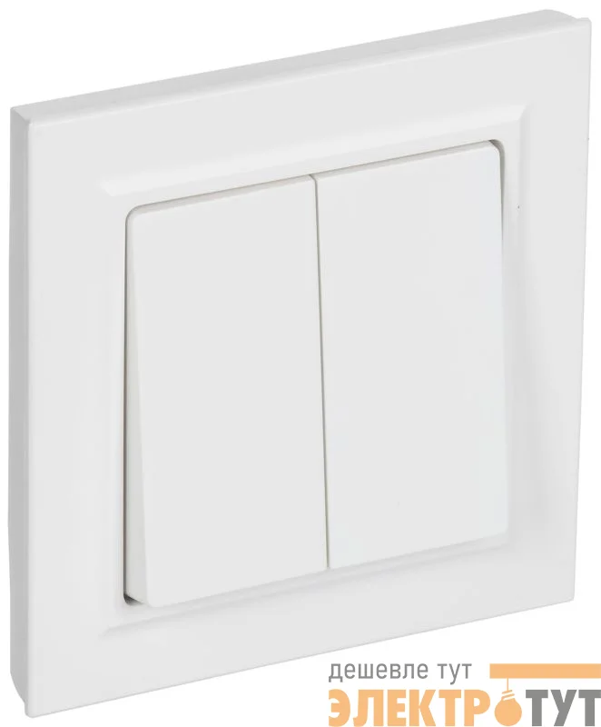 Выключатель 2-кл. СП BRITE ВСР10-2-0-БрАБ 10А в сборе арктич. бел. IEK BR-V20-0-10-K91-F