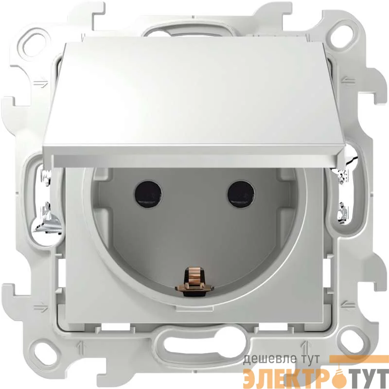 Розетка 1-м СП Simon 24 16А IP44 2P+E Push&Go механизм бел. Simon 2420448-030