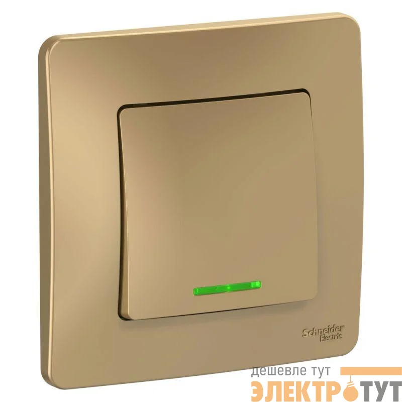 Выключатель 1-кл. СП Blanca 10А IP20 (сх. 1) 250В с подсветкой титан SE BLNVS010114