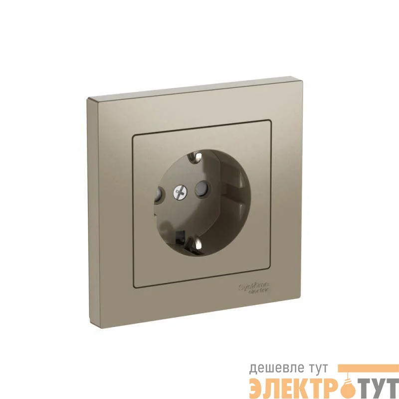 Розетка AtlasDesign 16А с заземл. защ. шторки быстрозажим. клем. в сборе шампань SE ATN000544S