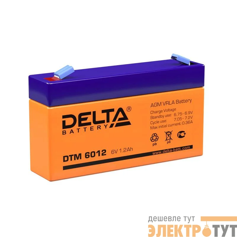 Аккумулятор UPS 6В 1.2А.ч Delta DTM 6012