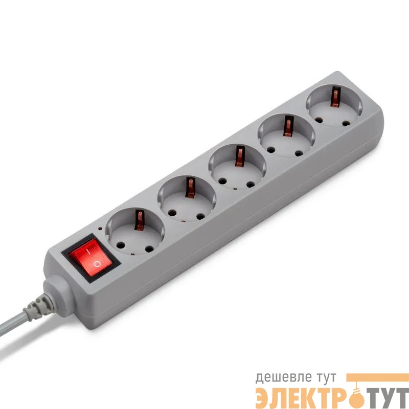 Удлинитель с сетевым фильтром 5х3м с заземл. 7А IP20 500SL-3-G 1.5кВт CCA сер. BURO 354124