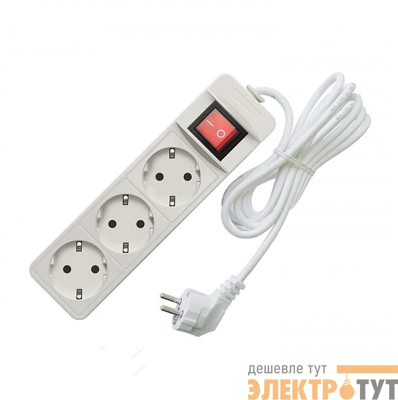 Удлинитель 3х3м с заземл. 16А IP20 3.5кВт ПВС с выкл. Союз 481S-8303