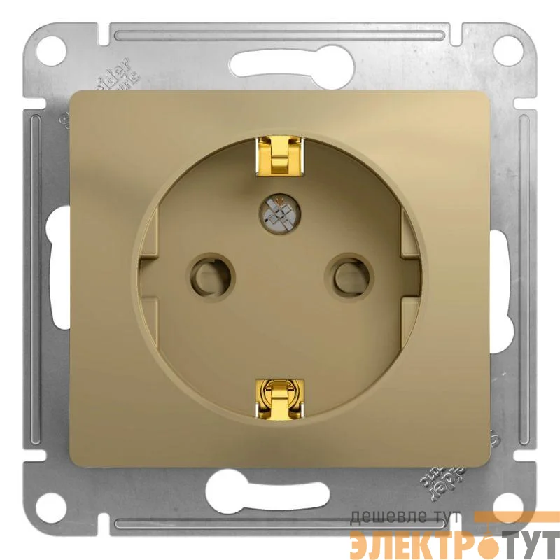 Розетка 1-м СП Glossa 16А IP20 с заземл. защ. шторки механизм титан SE GSL000445