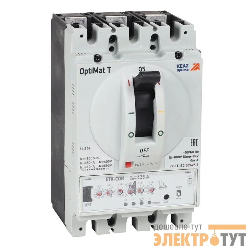 Выключатель автоматический OptiMat T125L ETA 32A 3P КЭАЗ 355875