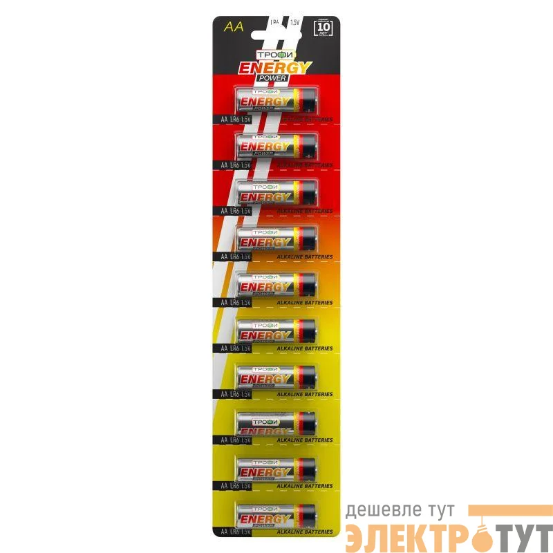 Элемент питания алкалиновый AA/LR6 LR6-10BL strip (блист.10шт) Трофи C0034054