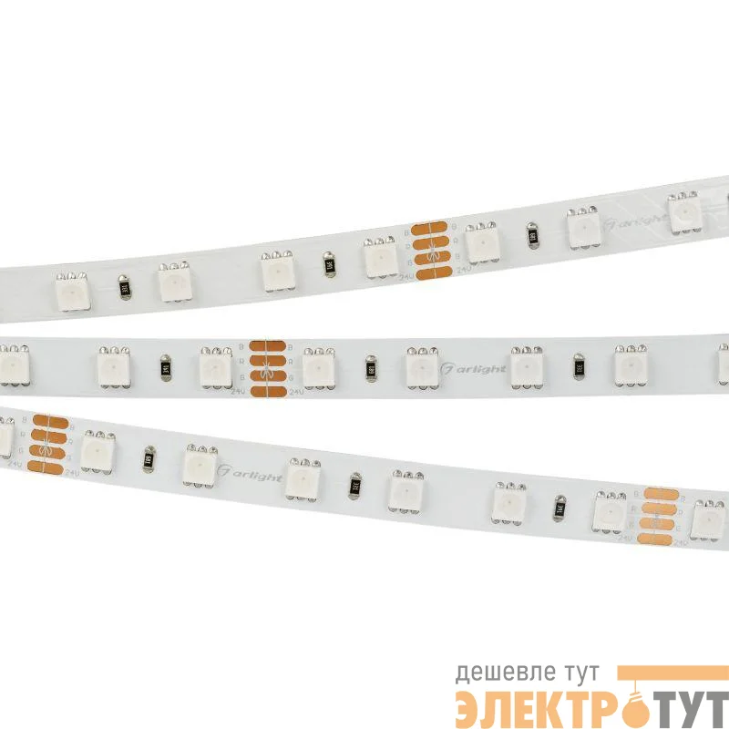Лента светодиодная RT-B60-10mm 24V RGB 14.4Вт/м IP20 5060 открыт. (уп.5м) Arlight 010367(2)