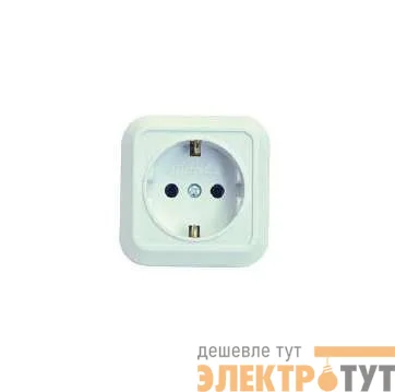 Розетка 1-м ОП 16А IP20 квадрат. с заземл. бел. Makel 45108
