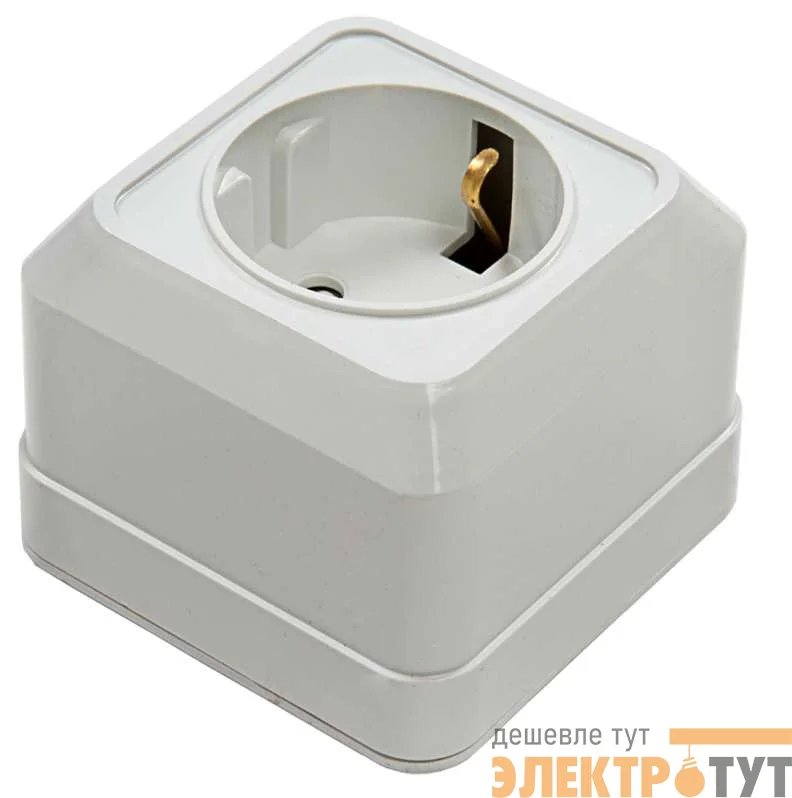 Розетка 1-м BOLLETO защ. шторки с заземл. накл. 7028х бел. ASD / IN HOME 4690612000954