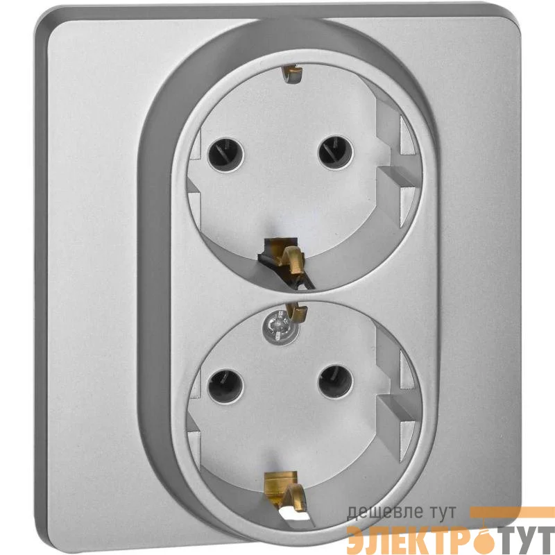 Розетка Inspiria 16А 250В 2х2P+E немецк. стандарт алюм. IEK 673752