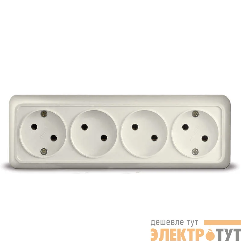 Розетка 4-м ОП Олимп 16А IP20 без заземл. сл. кость UNIVersal 1168
