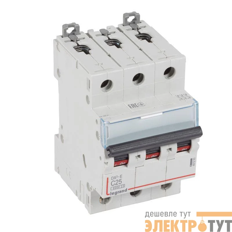 Выключатель автоматический модульный 3п C 25А 6кА DX3-E 6000 3мод. 230/400В Leg 407293