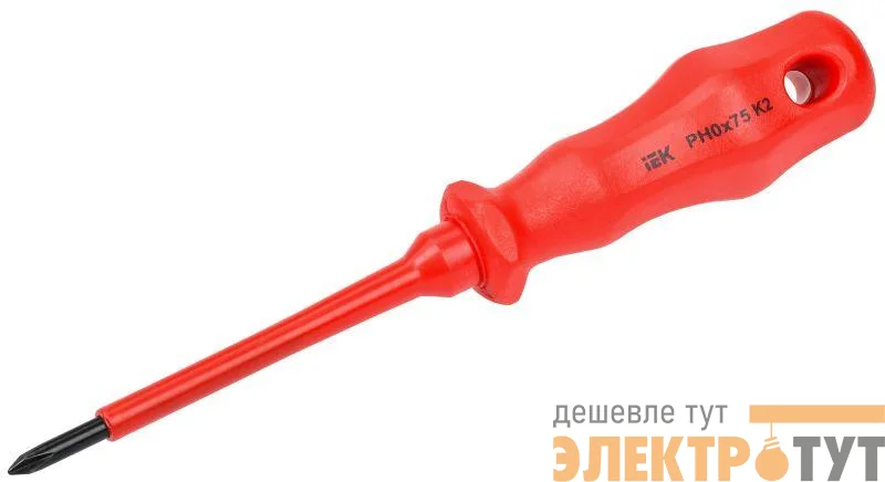Отвертка диэлектрическая крестовая Ph0х75мм K2 1000В ARMA2L 3 IEK A2L3-SC30-K2-PH-00-075