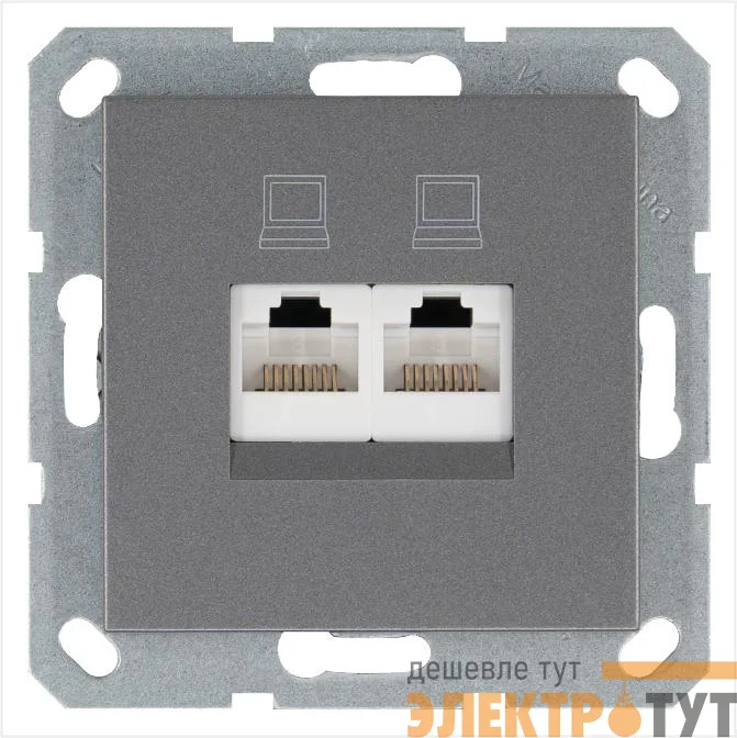 Розетка компьютерная 2-м RJ45 IP20 кат. 5E механизм алюм. Jasmart G6106S