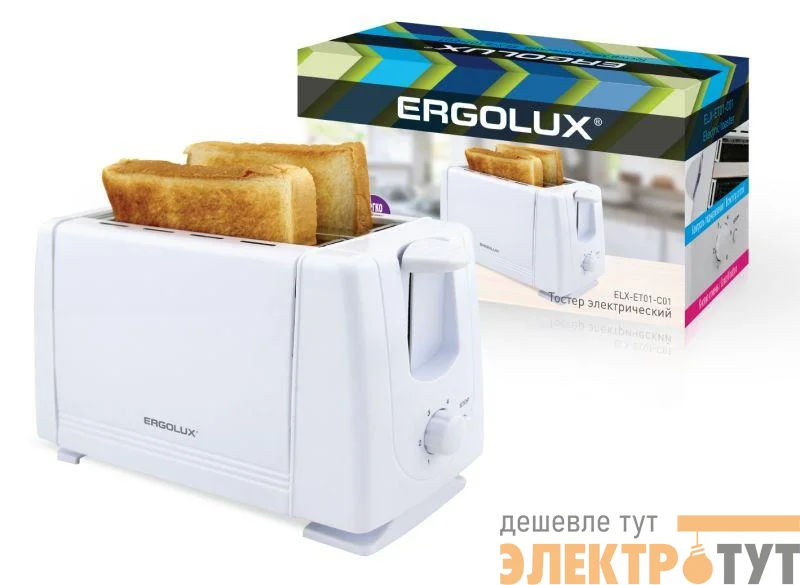 Тостер электрич. ELX-ET01-C01 700Вт 220-240В бел. Ergolux 13969