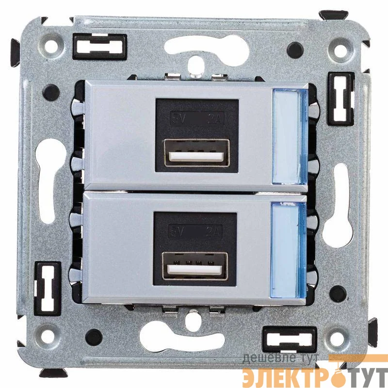 Устройство зарядное USB СП Avanti "Закаленная сталь" DKC 4404543