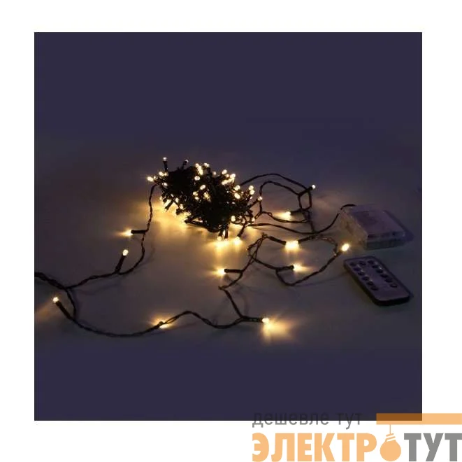 Гирлянда "Нить" 80 LED 8м уличная 3 АА батарейки 8 реж. тепл. бел. SHLights 4690601045423