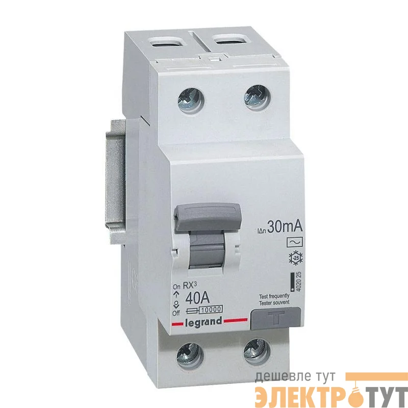 Выключатель дифференциального тока (УЗО) 2п 40А 30мА тип AC RX3 ИЭК Leg 402025