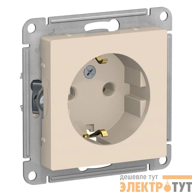 Розетка 1-м СП AtlasDesign 16А IP20 с заземл. механизм беж. SE ATN000243