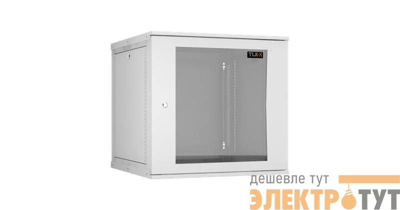 Шкаф настенный 19дюйм 12U стекл. дверь Ш600хВ569хГ600мм 2 пары монтаж. направляющих разборн. сер. TLKTWI-126060-R-G-GY