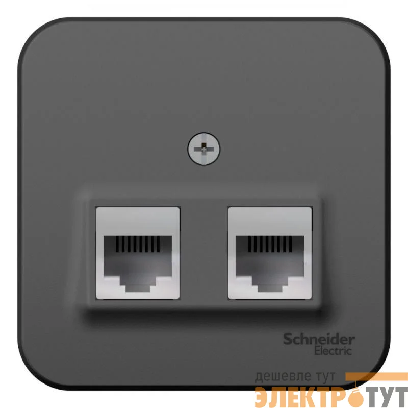Розетка компьютерная + телеф. 2-м ОП BLANCA RJ45 кат.5e + RJ11 изол. пласт. антрацит SchE BLNIA045116