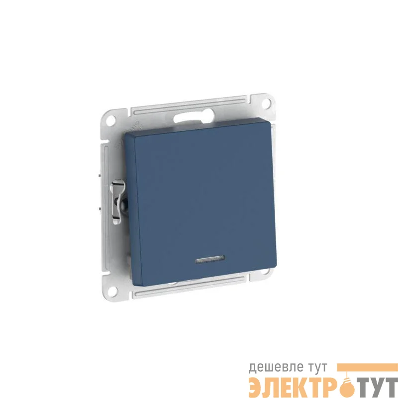 Переключатель 1-кл. AtlasDesign (сх. 6а) 10AX с подсветкой быстрозажим. клем. механизм аквамарин SE ATN001163S
