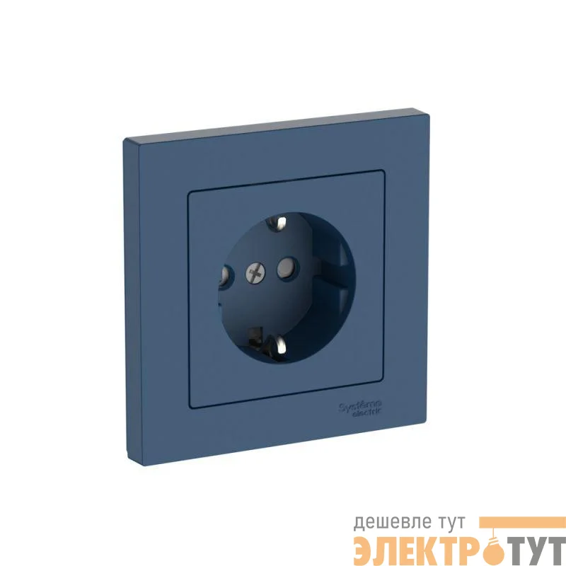 Розетка AtlasDesign 16А с заземл. защ. шторки быстрозажим. клем. в сборе аквамарин SE ATN001144S