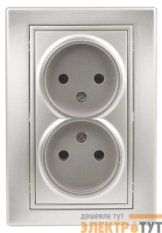 Розетка СП Plano 2х2P 1-204-03 16А-250В IP20 алюм. Intro Б0030066